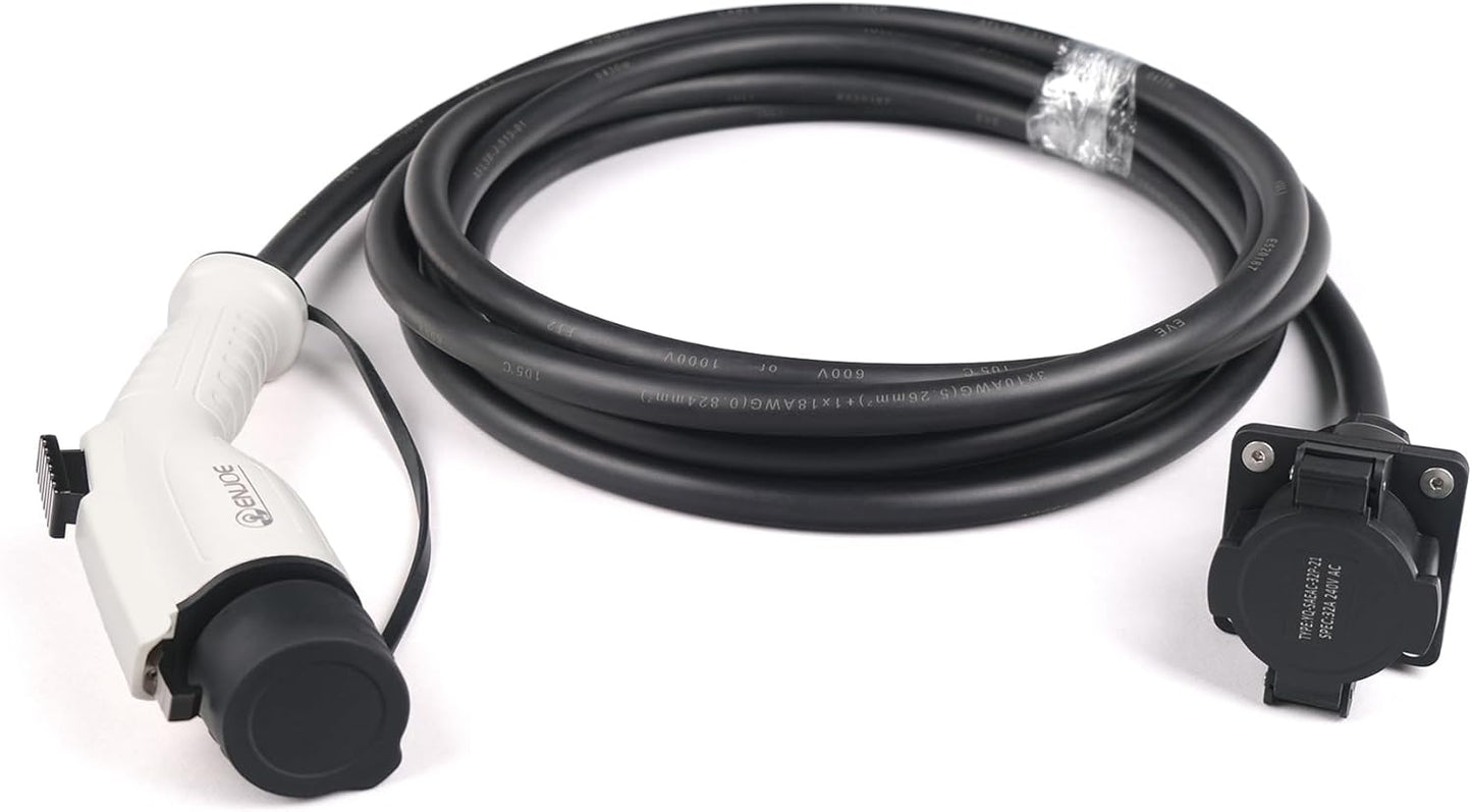 ENJOE EV Charger Extension Cable, 32Amp, 110V-240V 21ft Extension Cord for Electric Vehicle Charging Stations, Carrying Bag, EV Charging Extension Cable