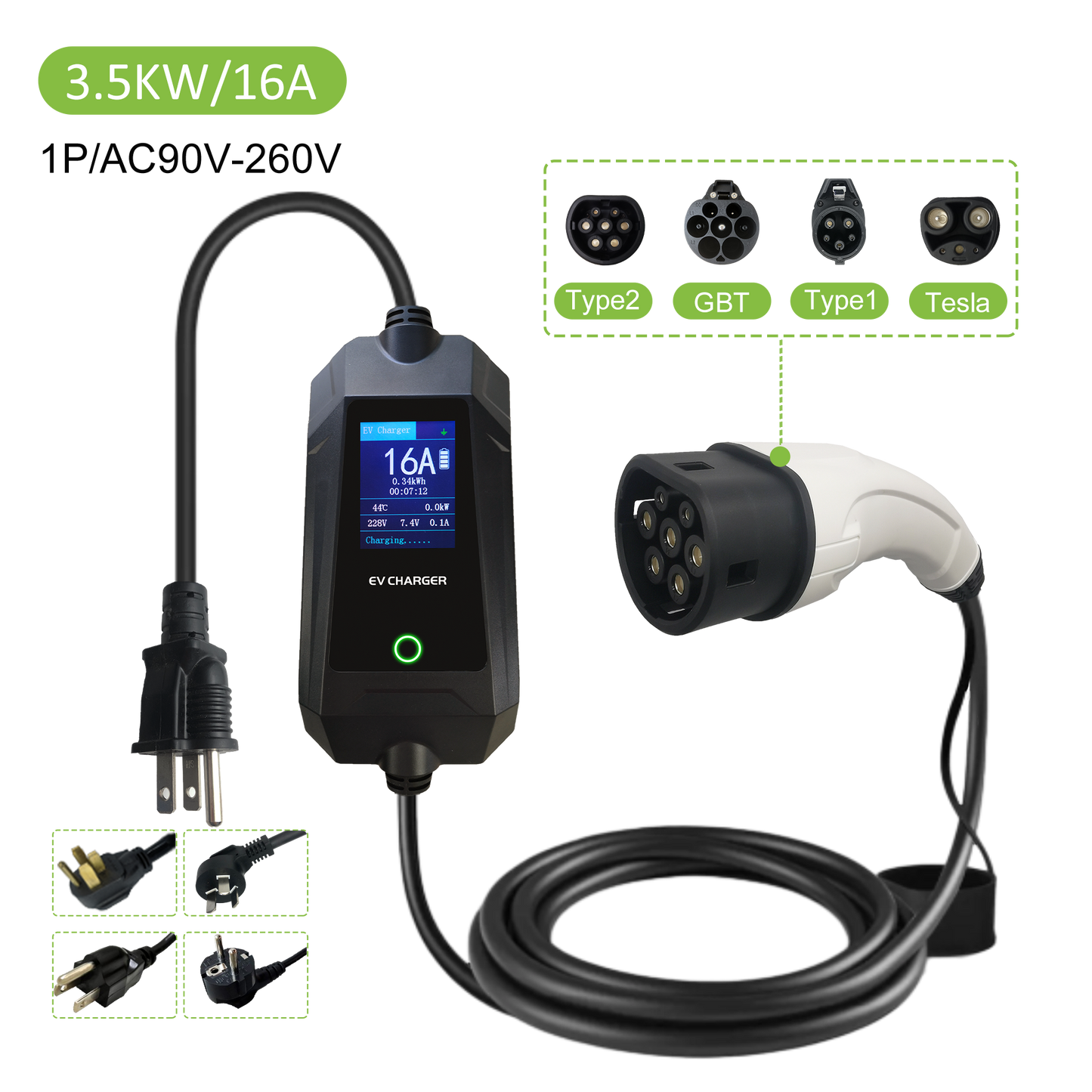 ENJOE® Level 2 Portable EV Charger (3.5KW/16A)