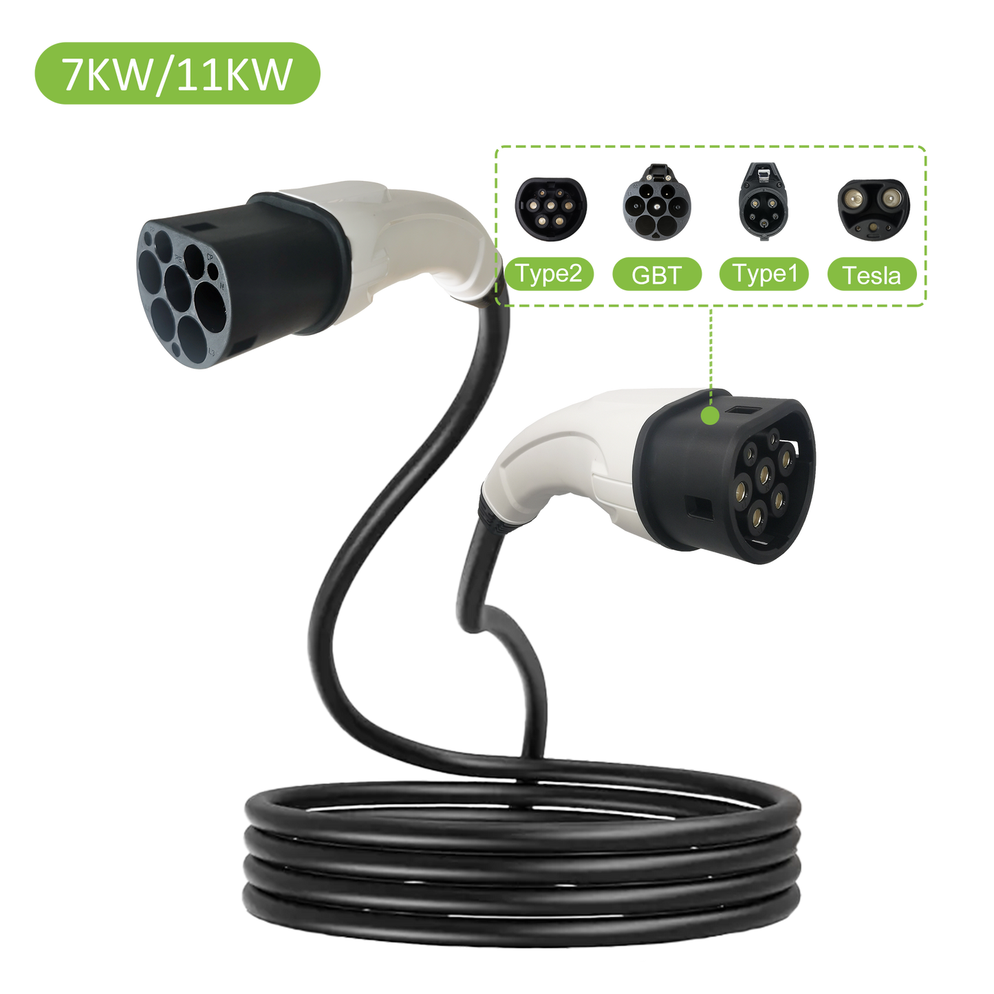 Ev charging cable type 2 to type 2 16A 3 phase