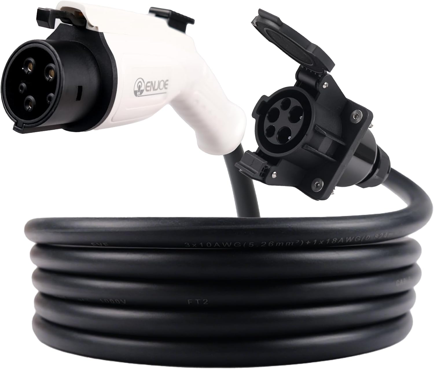 ENJOE EV Charger Extension Cable, 32Amp, 110V-240V 21ft Extension Cord for Electric Vehicle Charging Stations, Carrying Bag, EV Charging Extension Cable