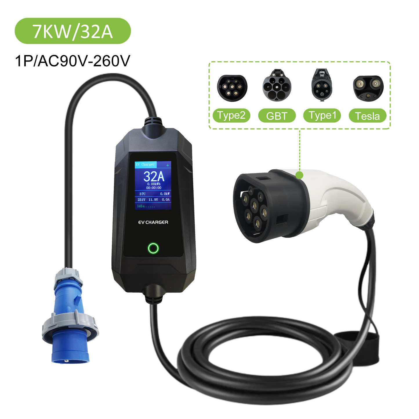 ENJOE® Level 2 Portable EV Charger (7KW/32A)