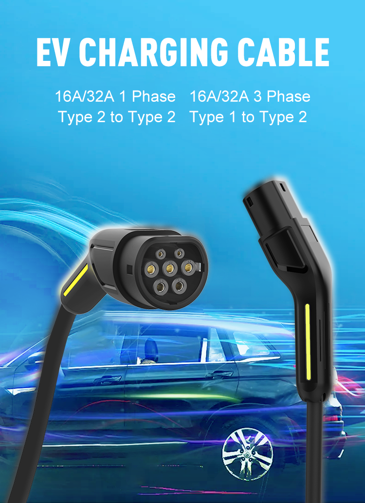 Ev charging cable type 2 to type 2 32A 1 phase